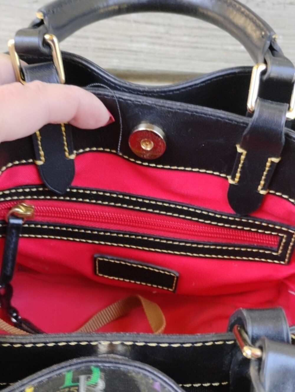 Dooney & Bourke Black Multicolor DB Logo Satchel - Picture 11 of 14